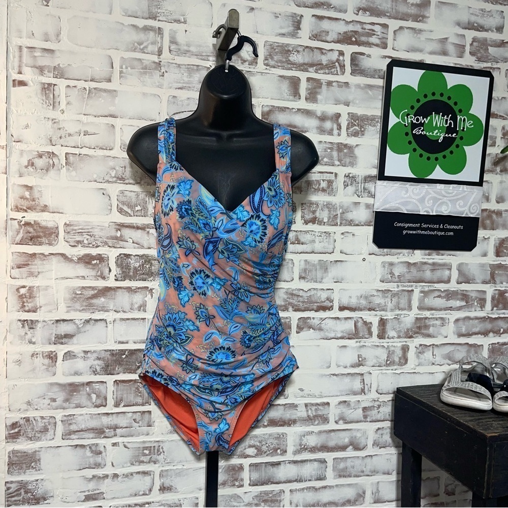 Jantzen Orange and Blue Swimsuit medium
